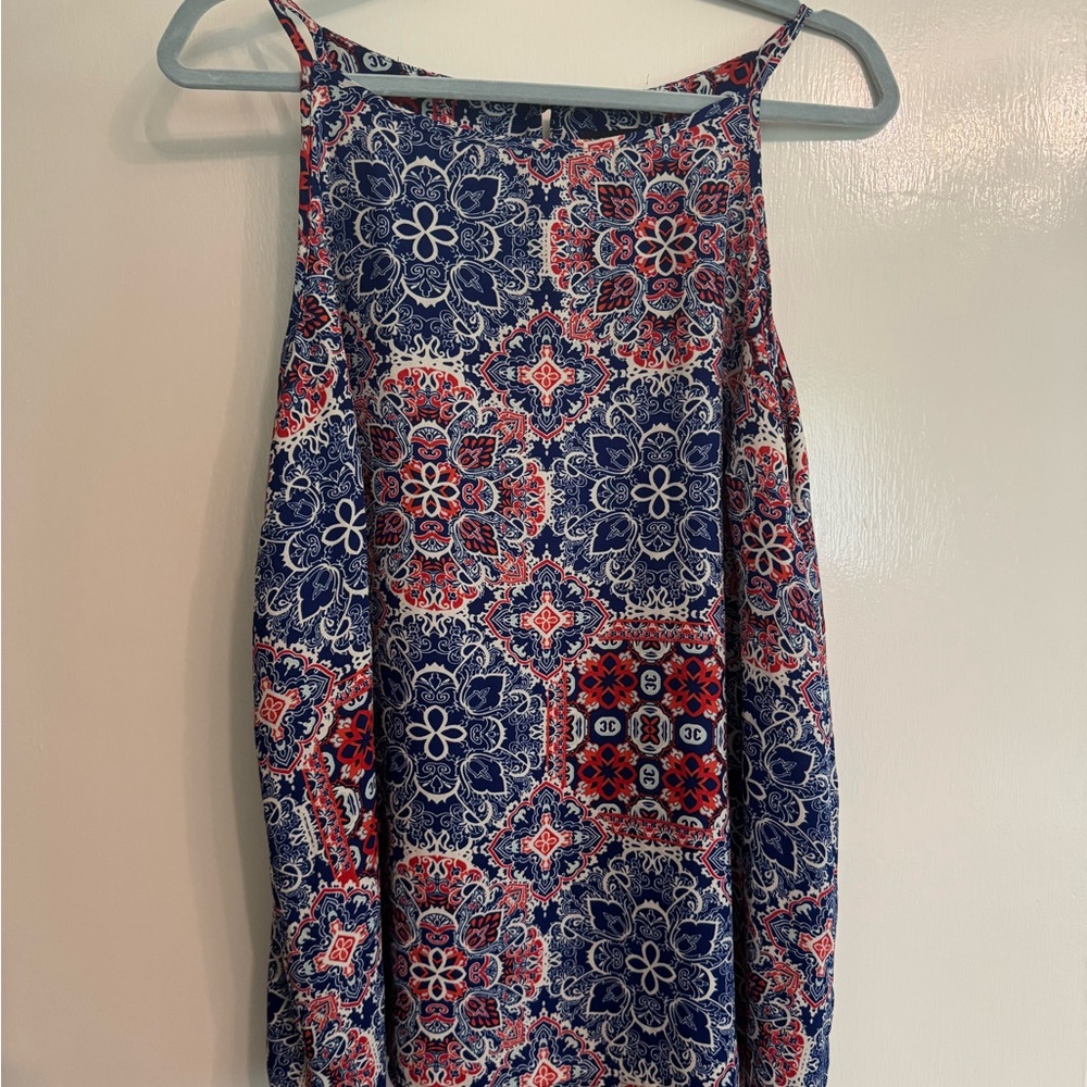 Renee C. Blue and Red Sleeveless Tank Top